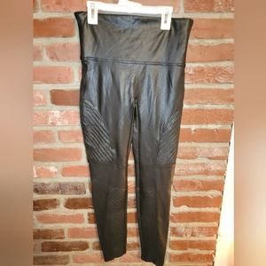 Spanx Faux Leather Moto Leggings Like New Size L